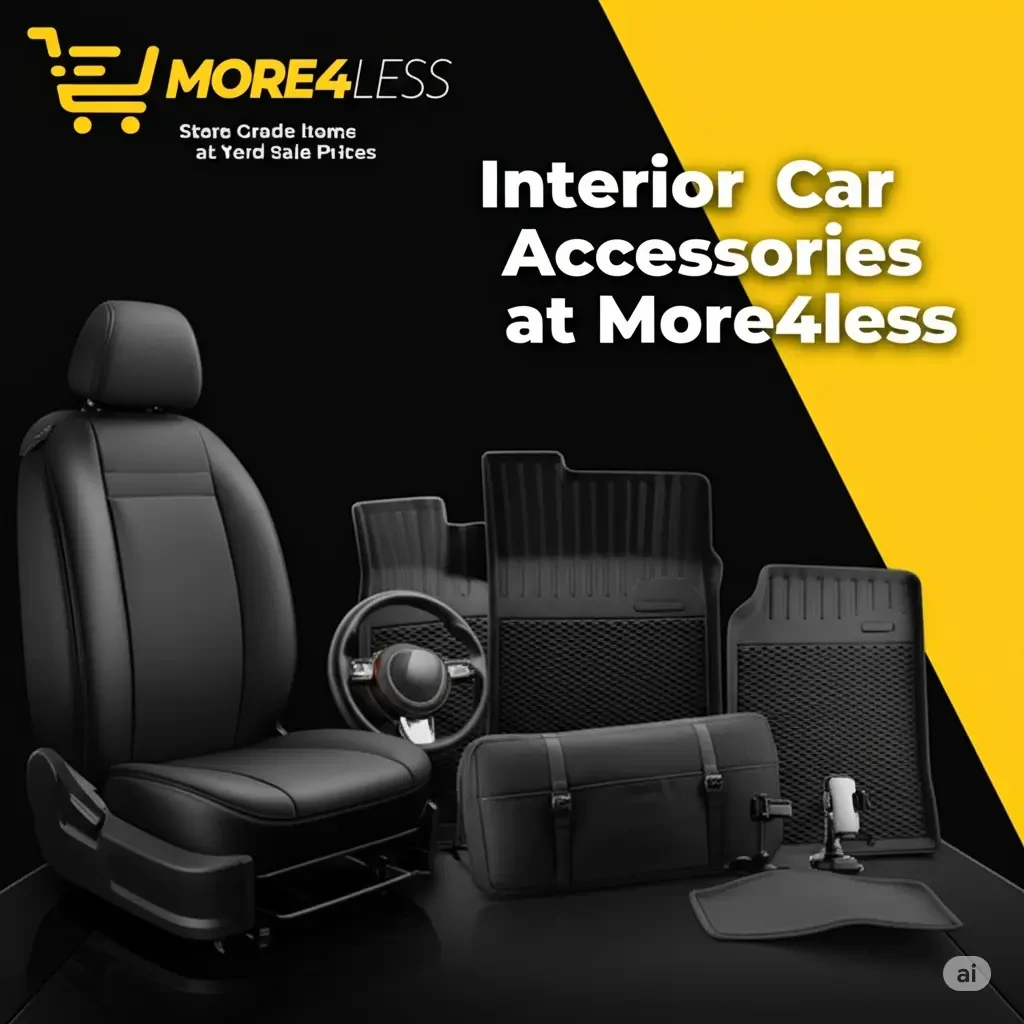 Stylish interior car accessories including seat and steering wheel covers