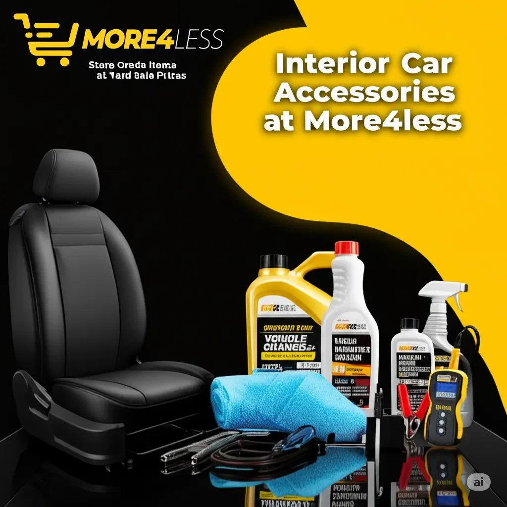 An organized display of vehicle maintenance products like oil and tools