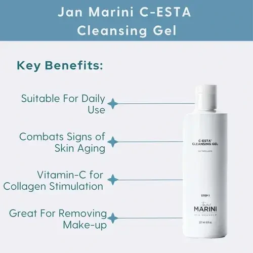 Jan Marini C-ESTA Cleansing Gel 8 oz bottle in use