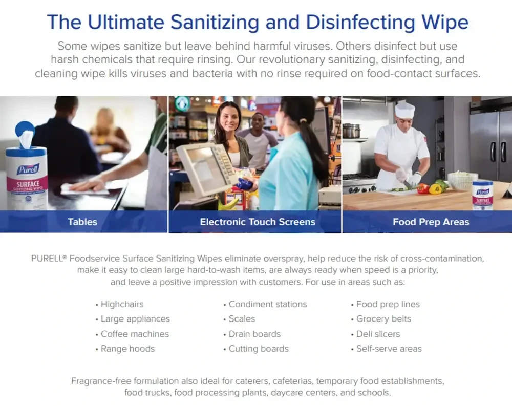 PURELL Sanitizing Wipes cleaning a surface