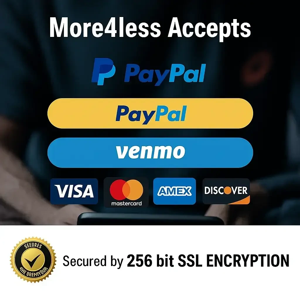More4less payments accepted and Secured by 256 bit SSL Encryption