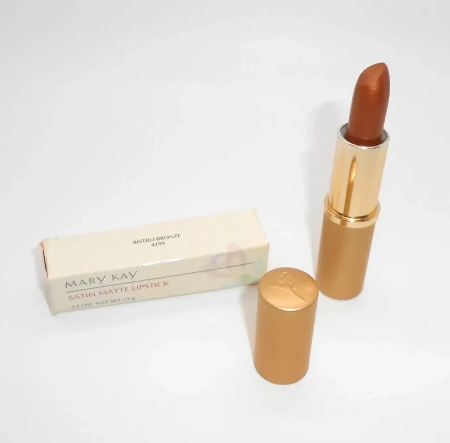 Swatch of Mary Kay Satin Matte Lipstick in Bistro Bronze on lips