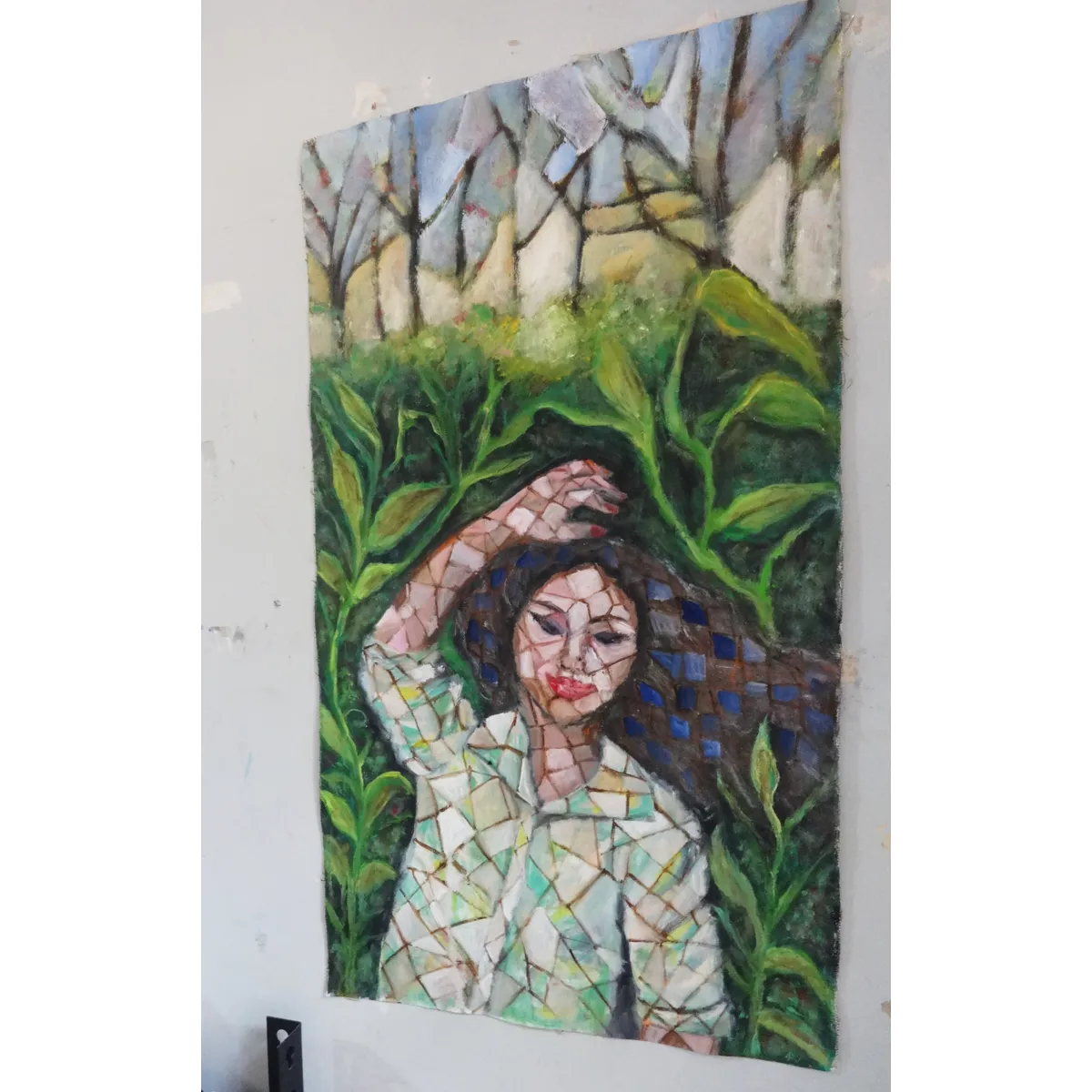 Let's Go Back to Nature - Woman Enjoying Nature Mosaic Oil Painting