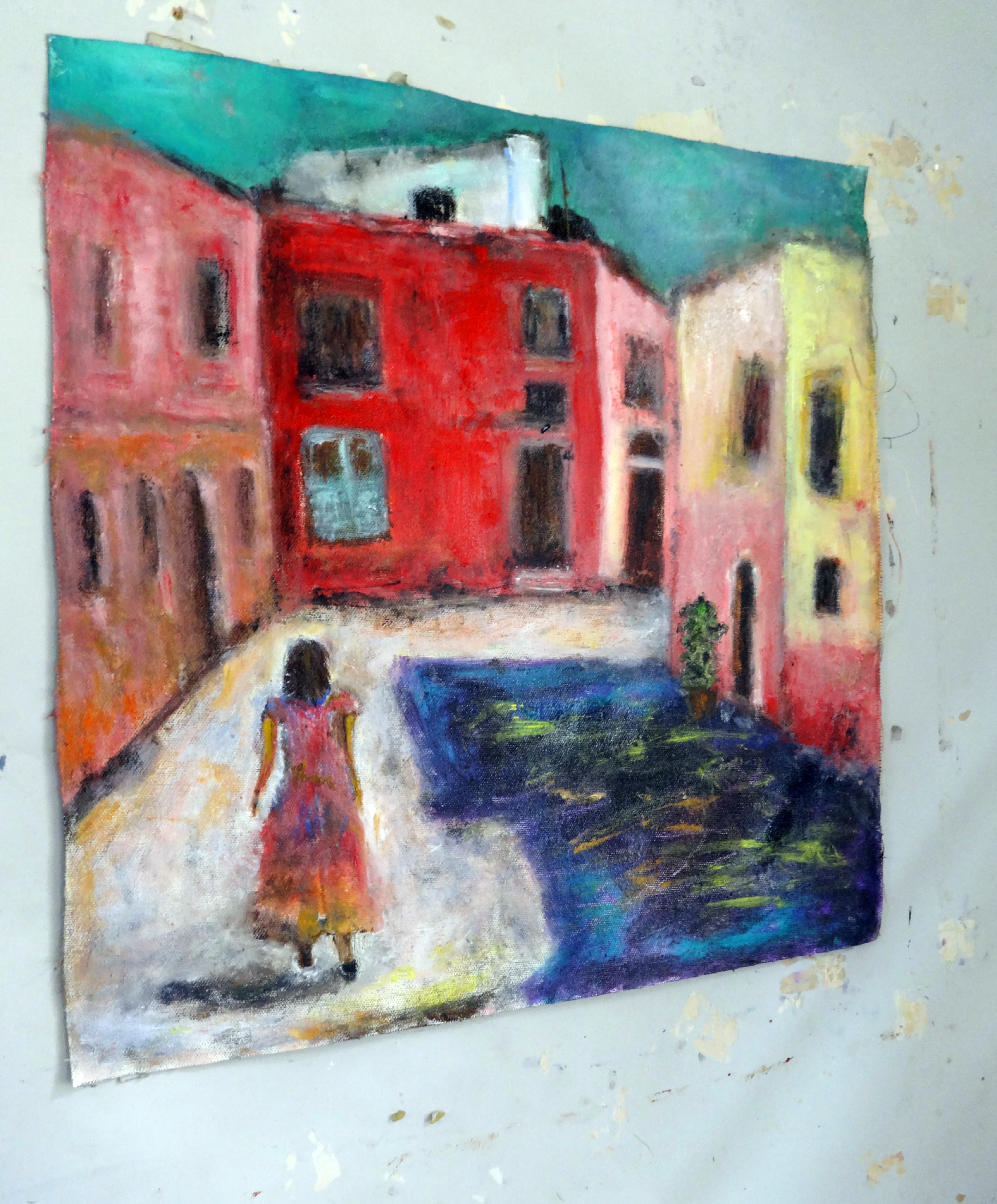 A Quiet Neighborhood Oil Painting
