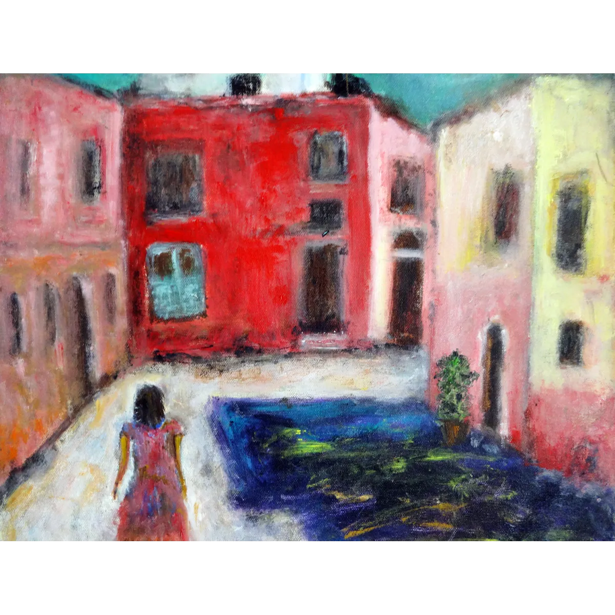 A Quiet Neighborhood Oil Painting