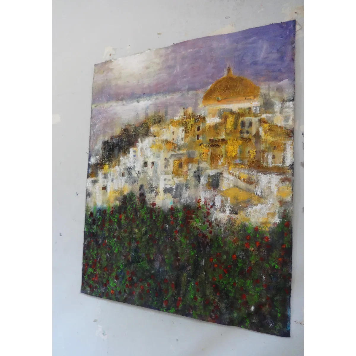 Santorini Landscape Semi Abstract Oil Painting