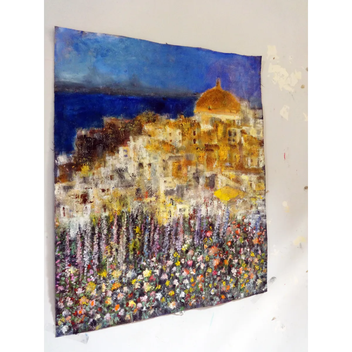 Santorini Landscape Semi Abstract Oil Painting