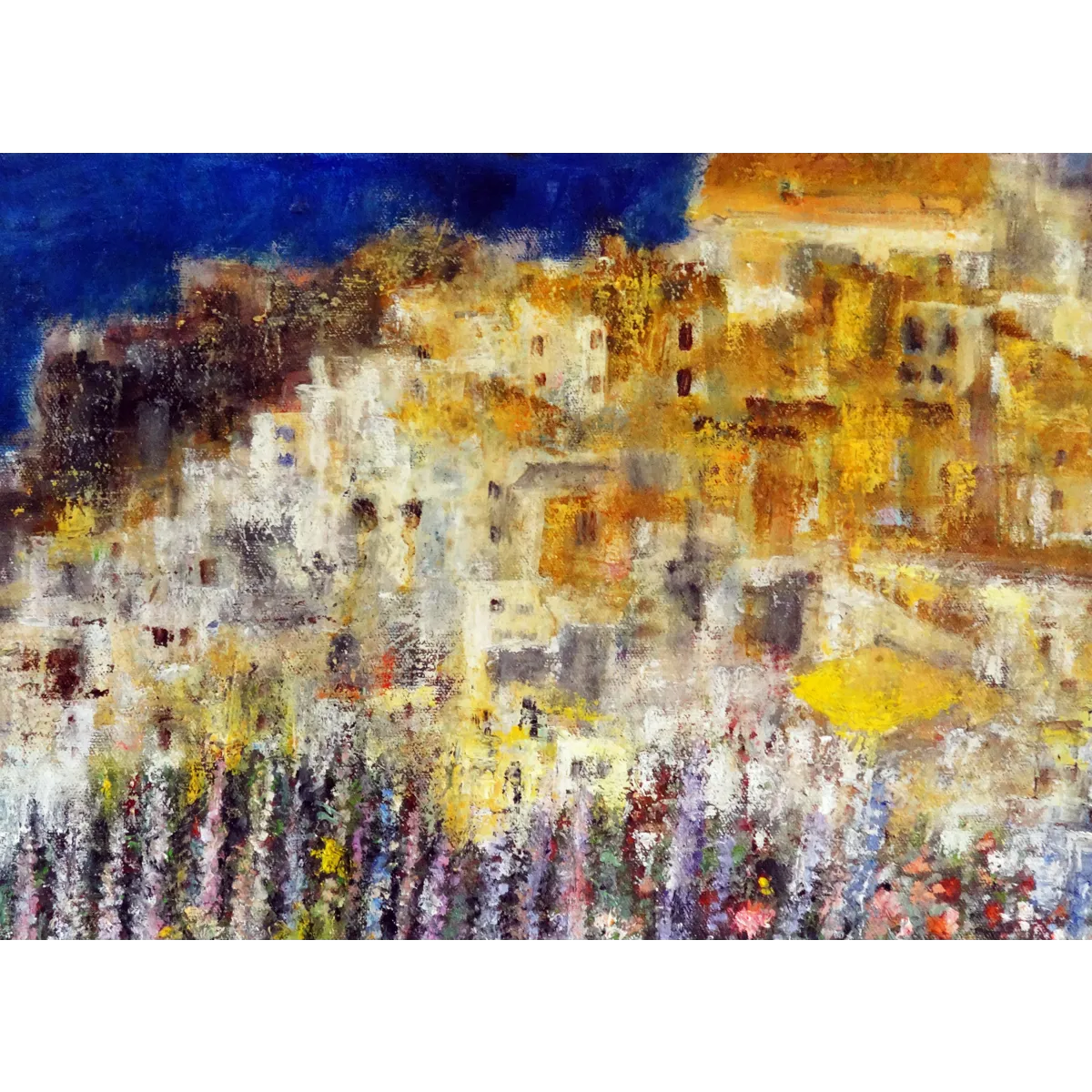 Santorini Landscape Semi Abstract Oil Painting