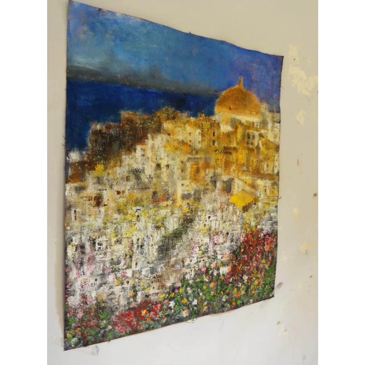 Santorini Landscape Semi Abstract Oil Painting