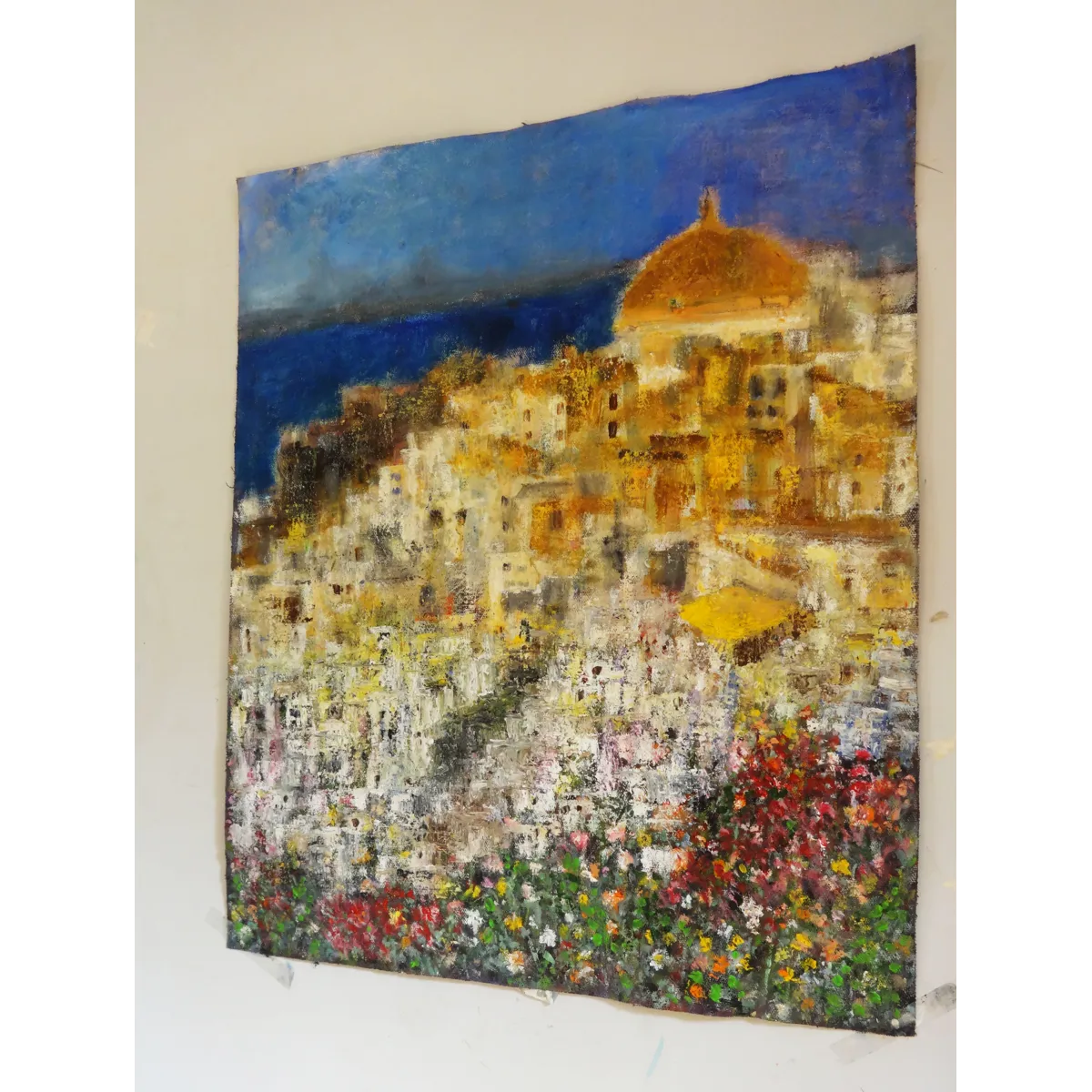 Santorini Landscape Semi Abstract Oil Painting