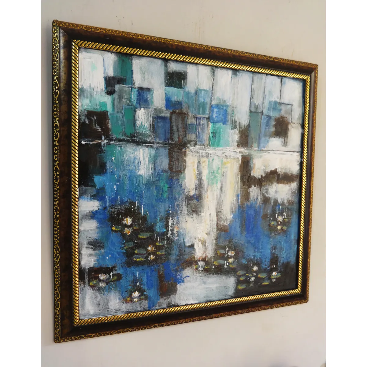 Where the City Pauses - Abstract Cityscape with Water Lilies