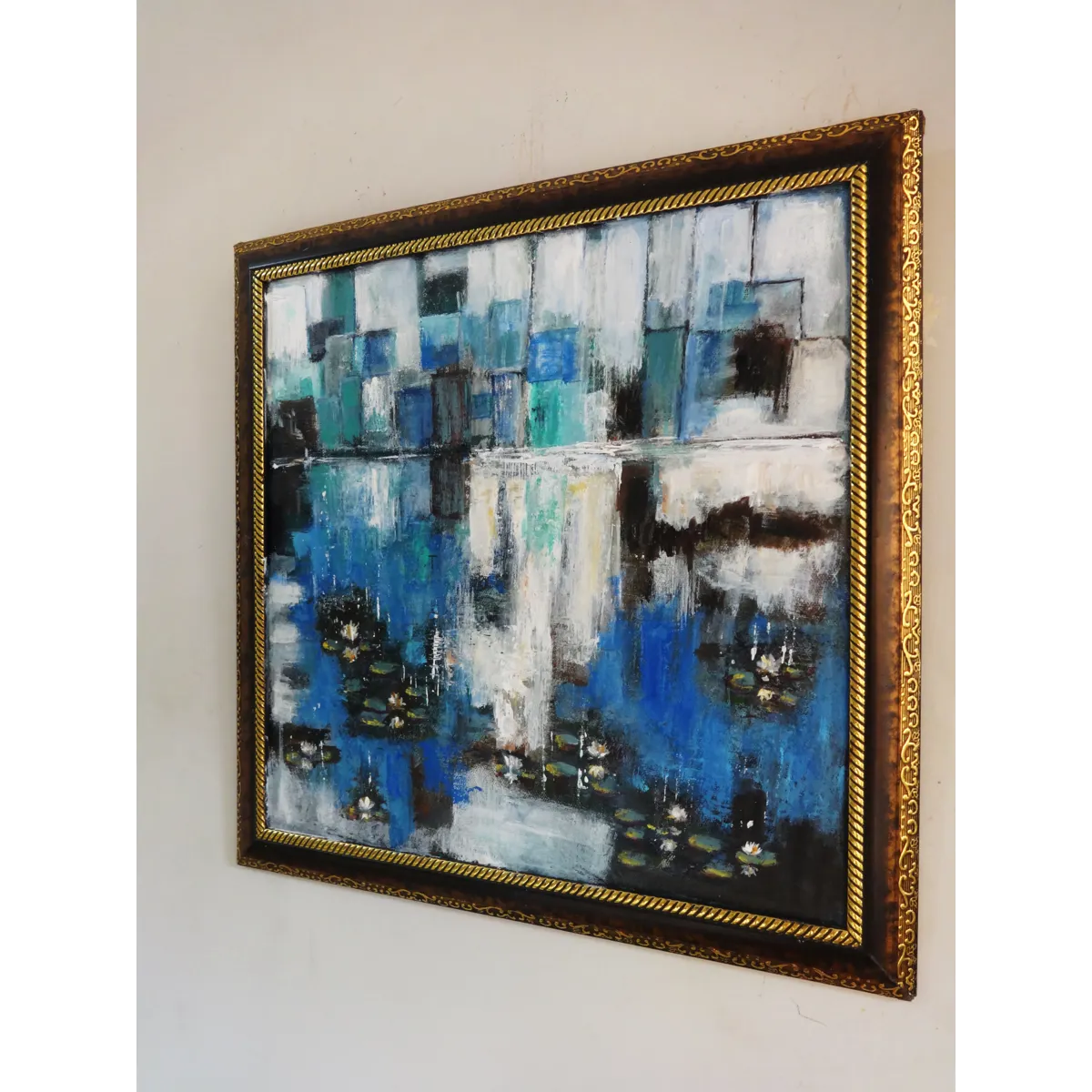 Where the City Pauses - Abstract Cityscape with Water Lilies
