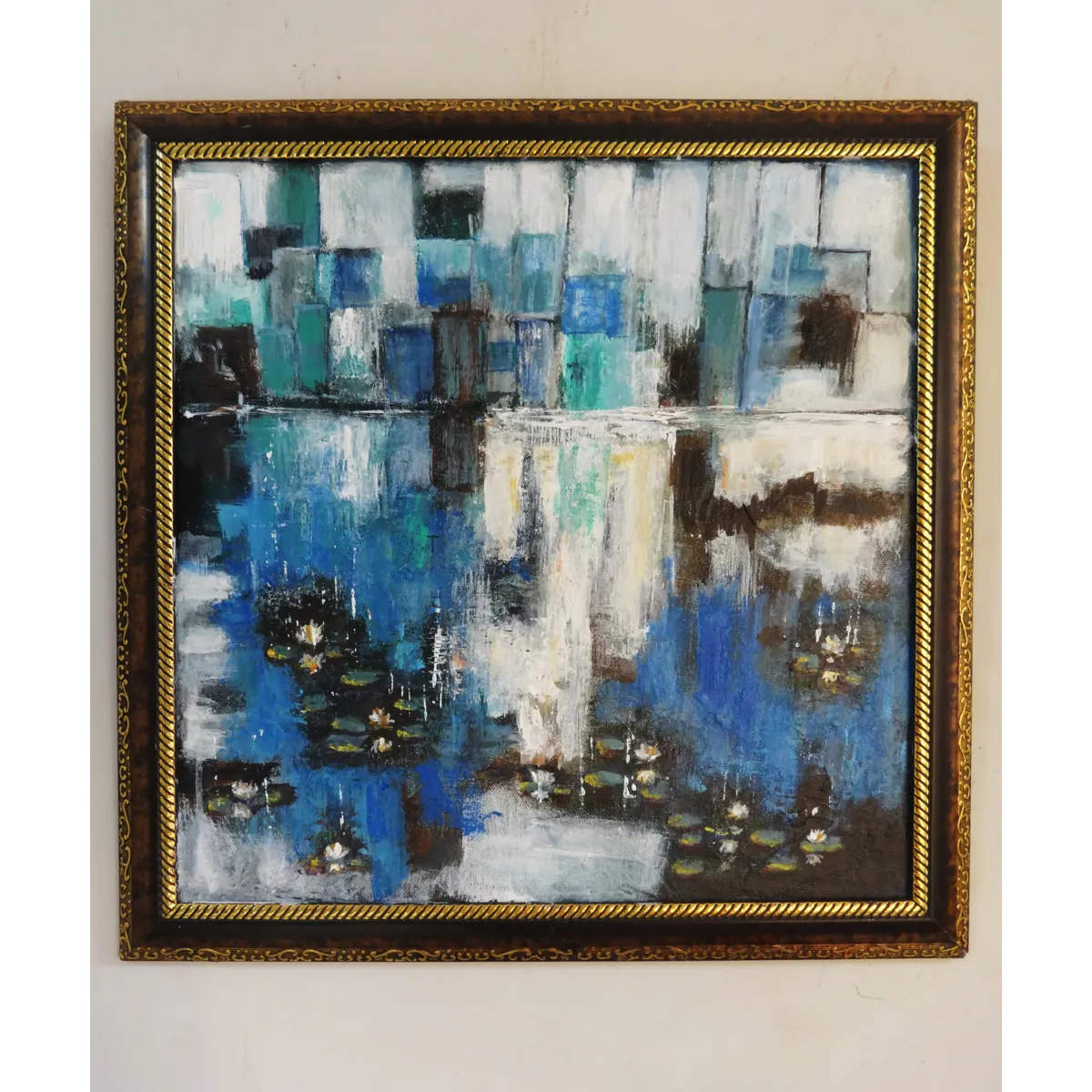 Where the City Pauses - Abstract Cityscape with Water Lilies