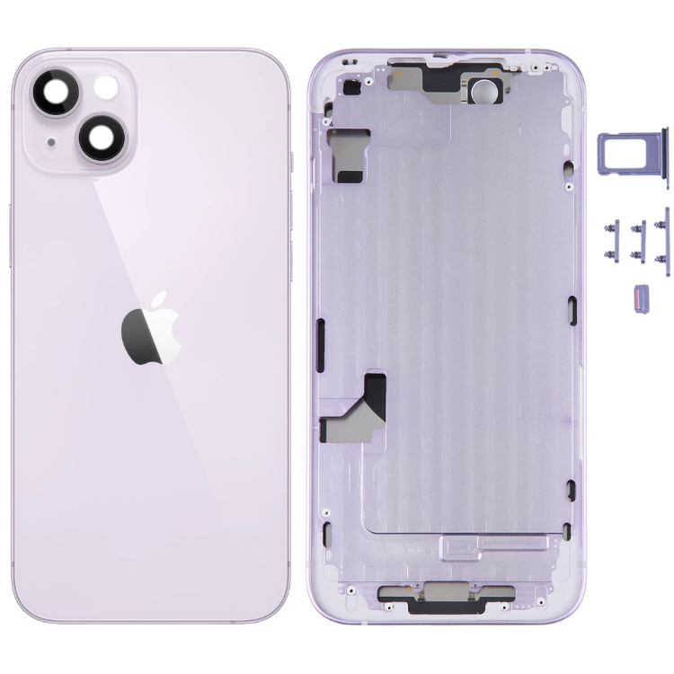 Original Battery Back Cover with Middle Frame + Side Keys for iPhone 14 by appleproductsfix.com