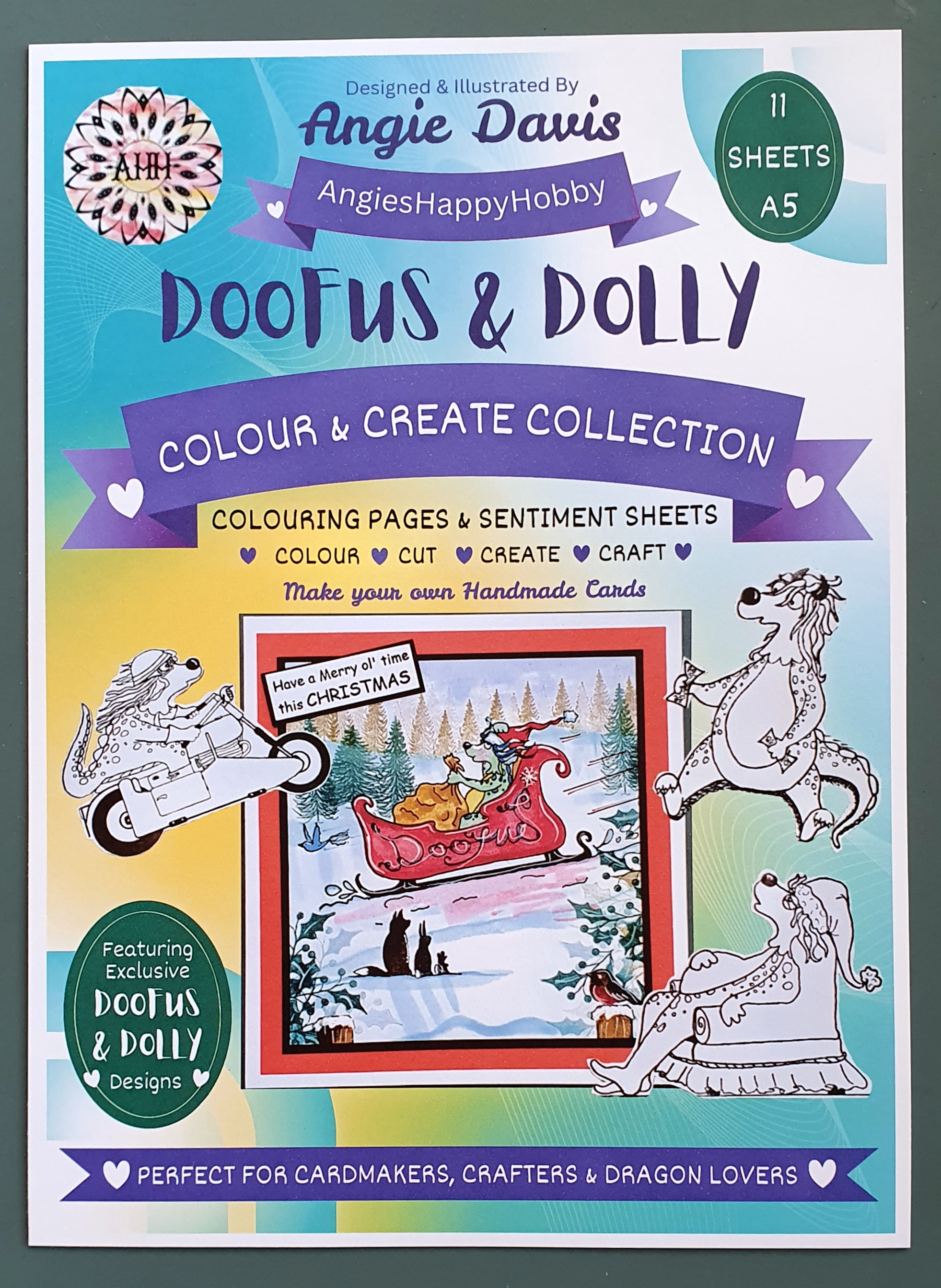 Doofus & Dolly Colour & Create Collection – A5 Colouring Pages & Sentiment Sheets by Angie Davis