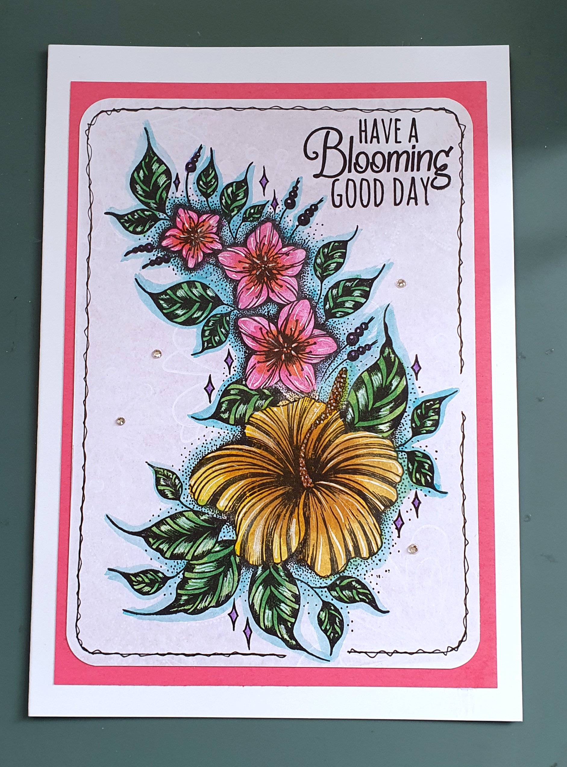 Blooming Good Days – Handmade Floral Encouragement Greeting Card by AngieD