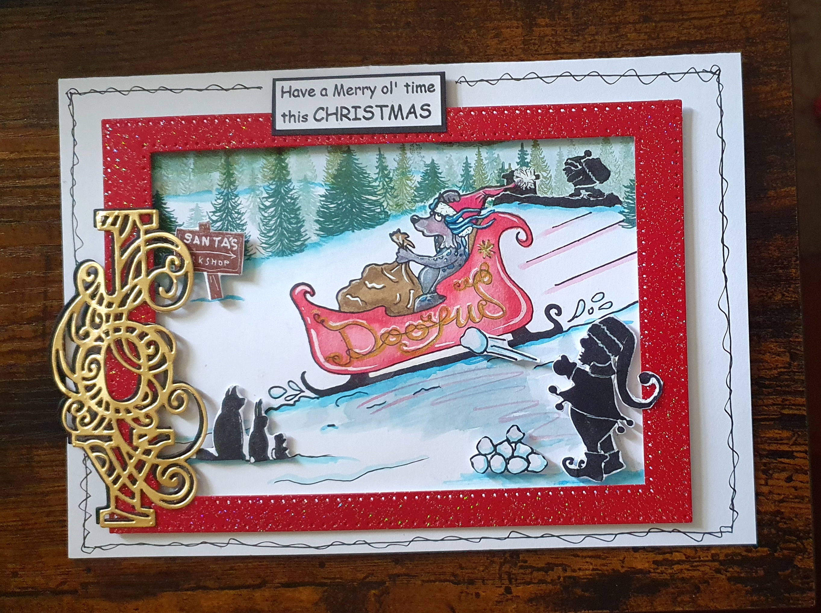 Doofus Delivers Christmas Cheer – Handmade Christmas Greeting Card by AngieD