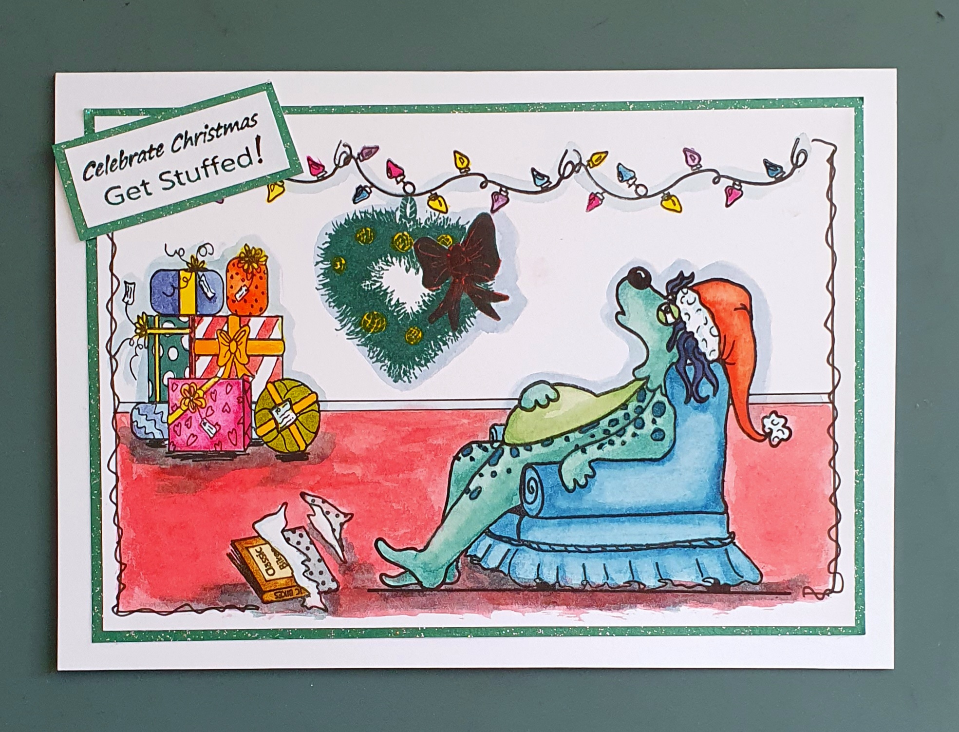 Doofus Gets Stuffed! – Funny Handmade Christmas Card by Angie Davis