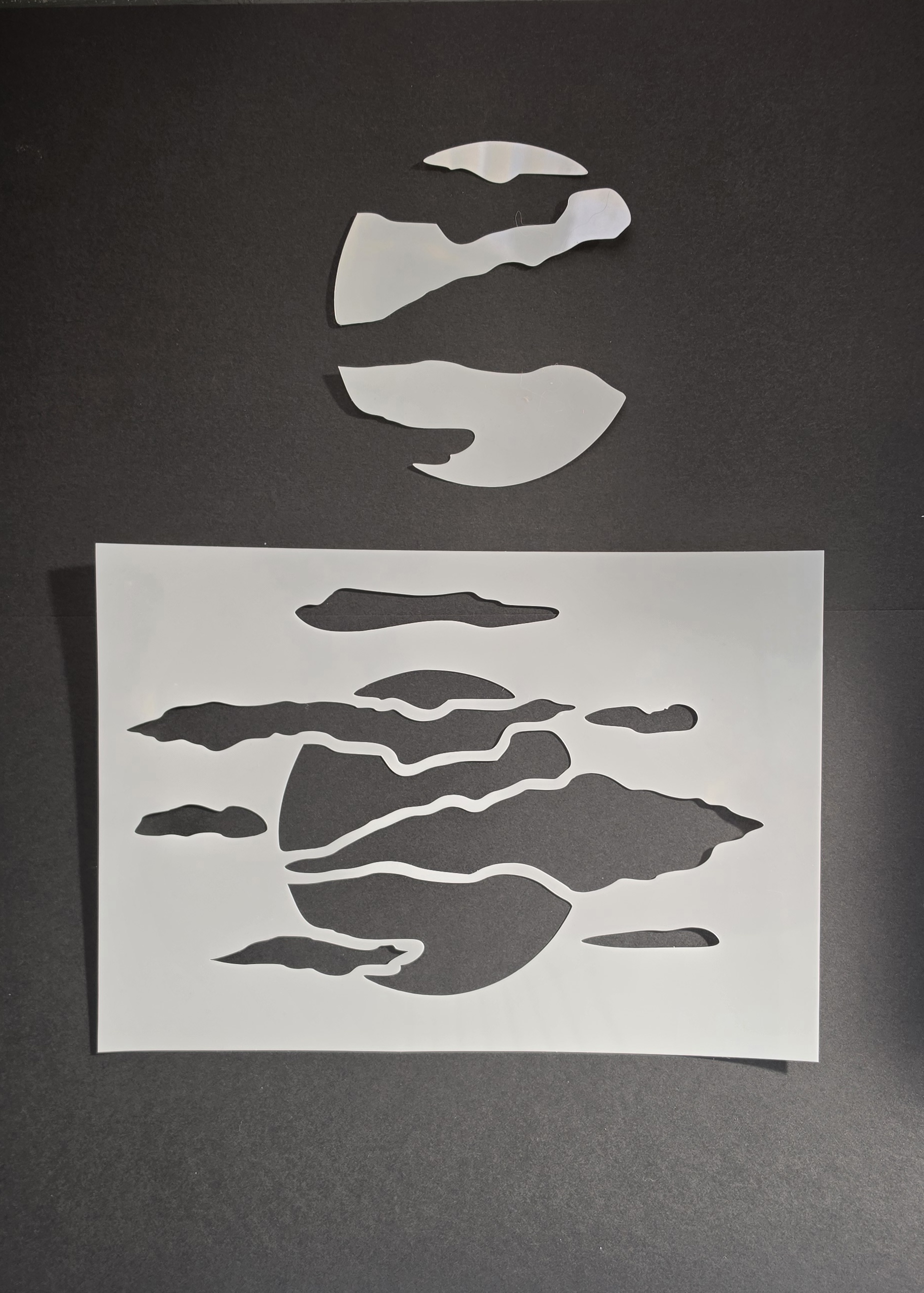 Full Moon & Wispy Clouds A5 Mylar Stencil, Gothic Halloween Craft
