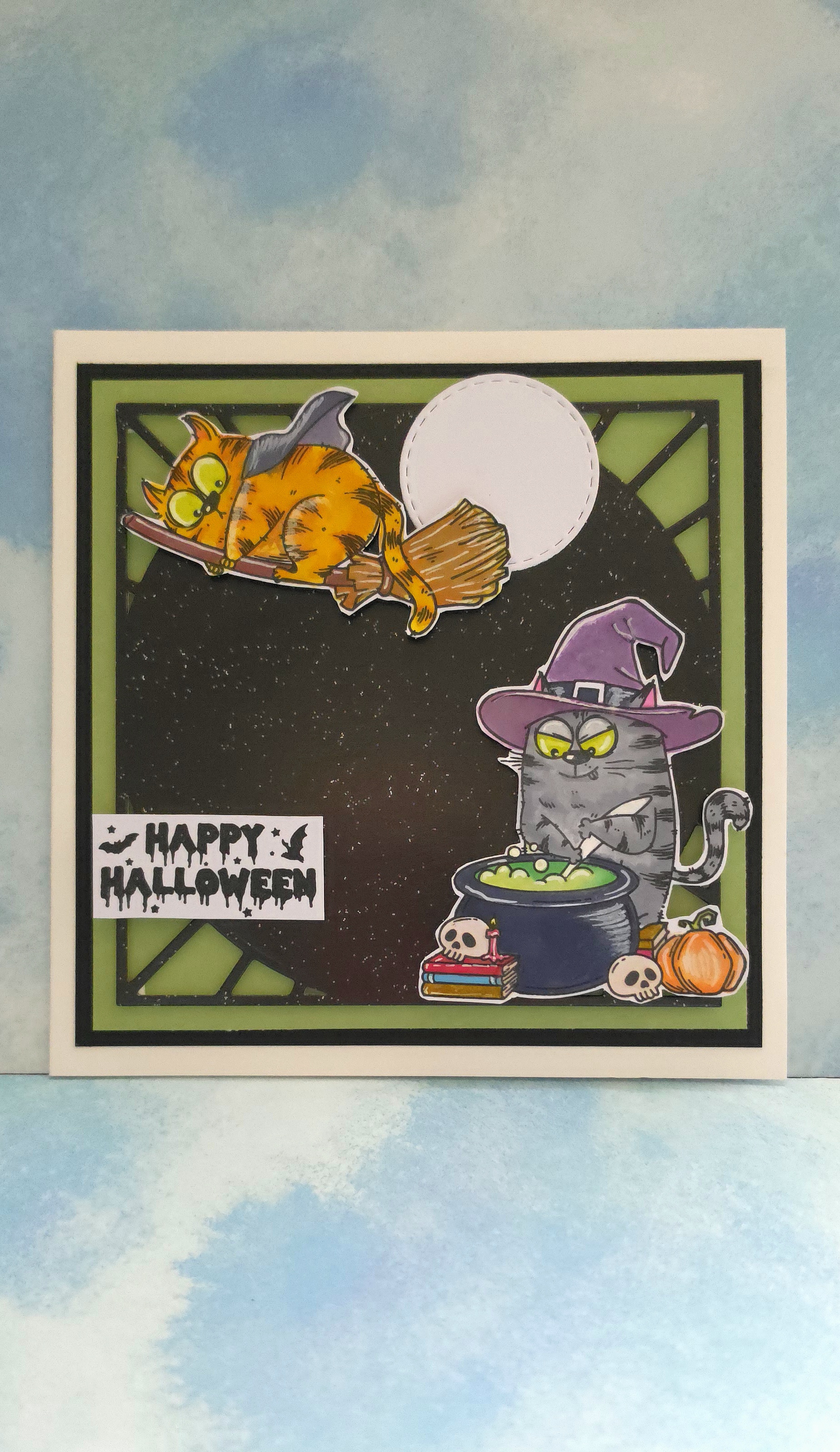 Halloween Mischief – 7" × 7" Handmade Halloween Greeting Card