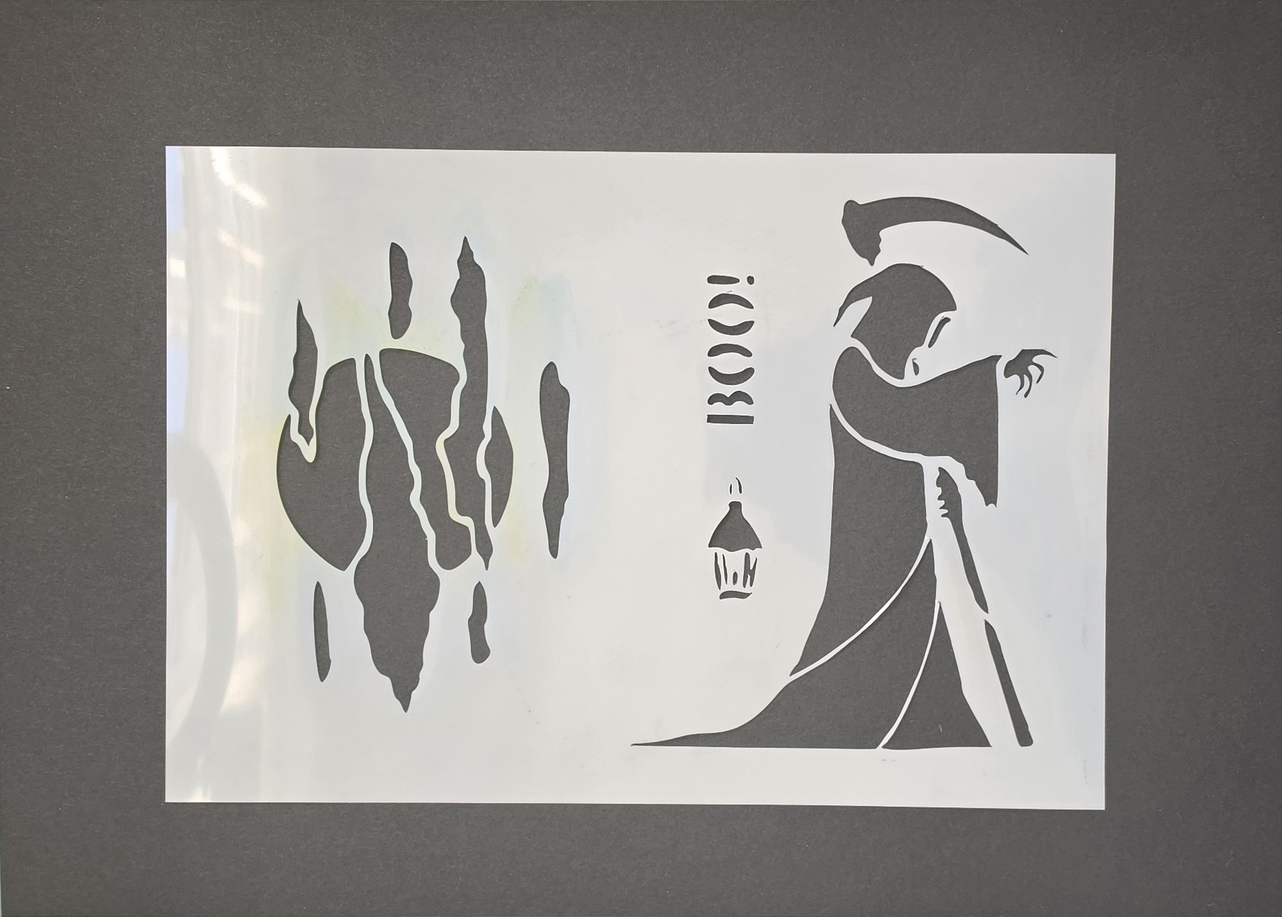 Grim Reaper + Full Moon & Wispy Clouds – Combined A5 Mylar Stencil