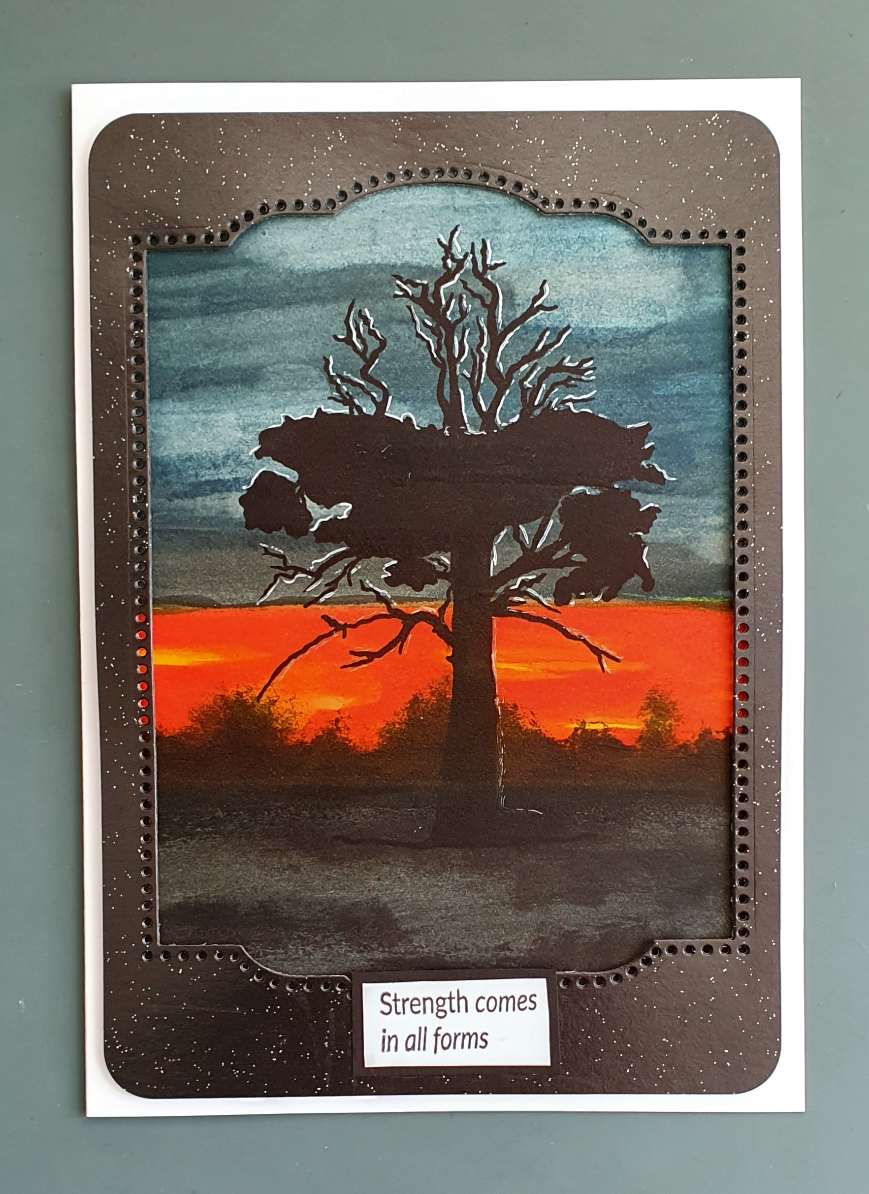 Strength Comes in All Forms – Inspirational Handmade Tree Greeting Card by Angie Davis
