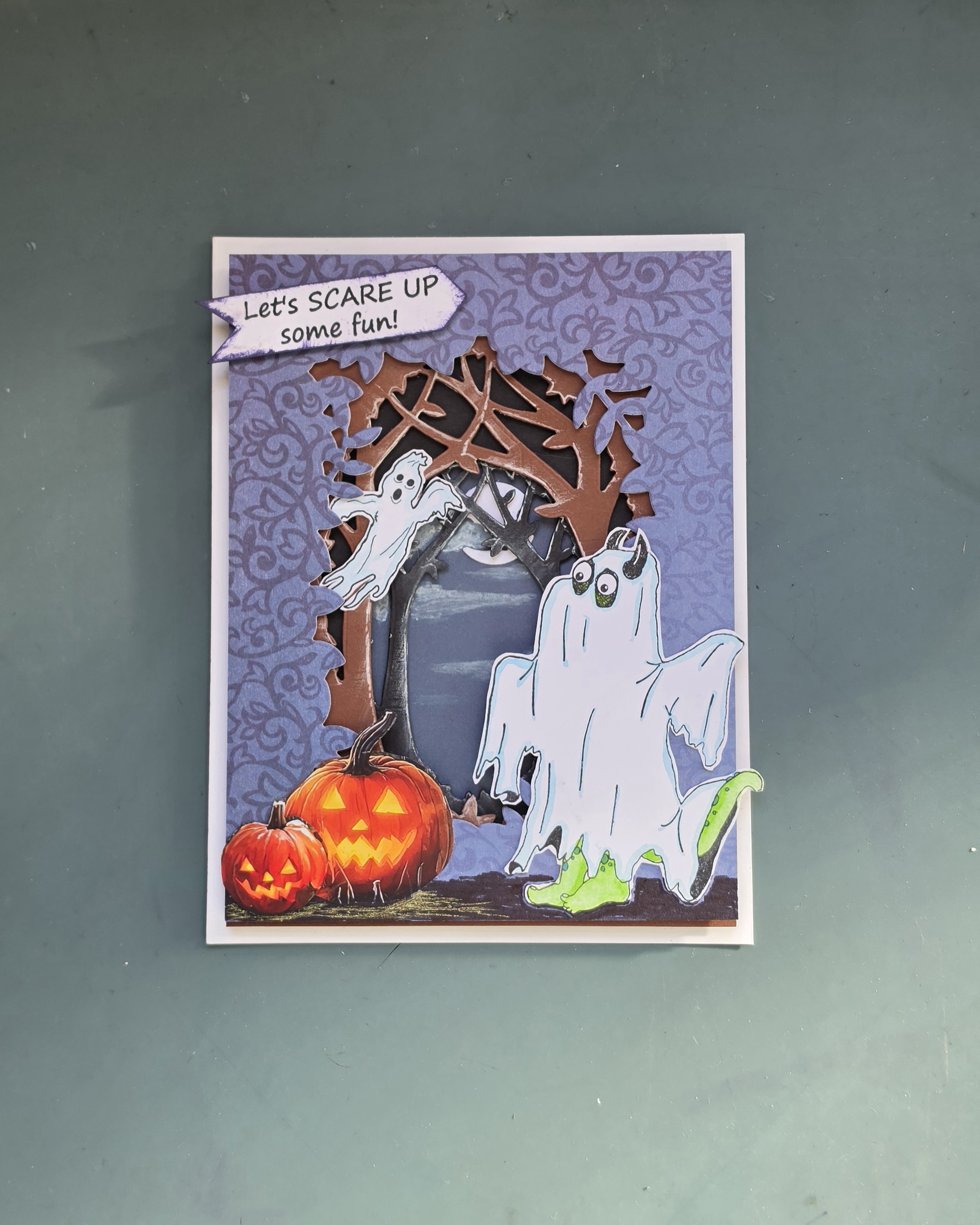Doofus Under a Blanket Halloween Card – Funny Handmade Ghost Card by Angie Davis