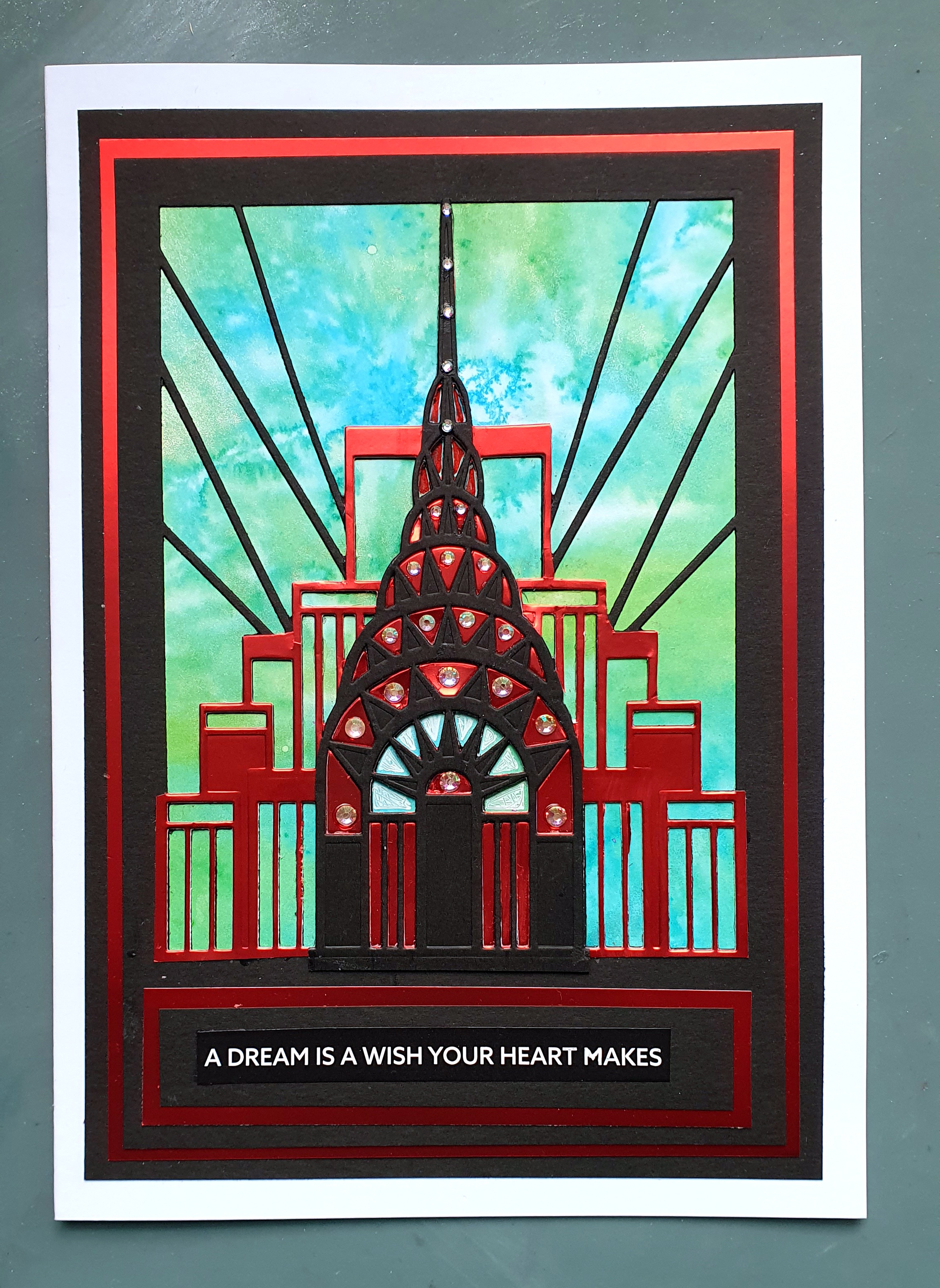 Midnight Dreams in the City Lights – Art Deco Handmade Greeting Card by AngieD