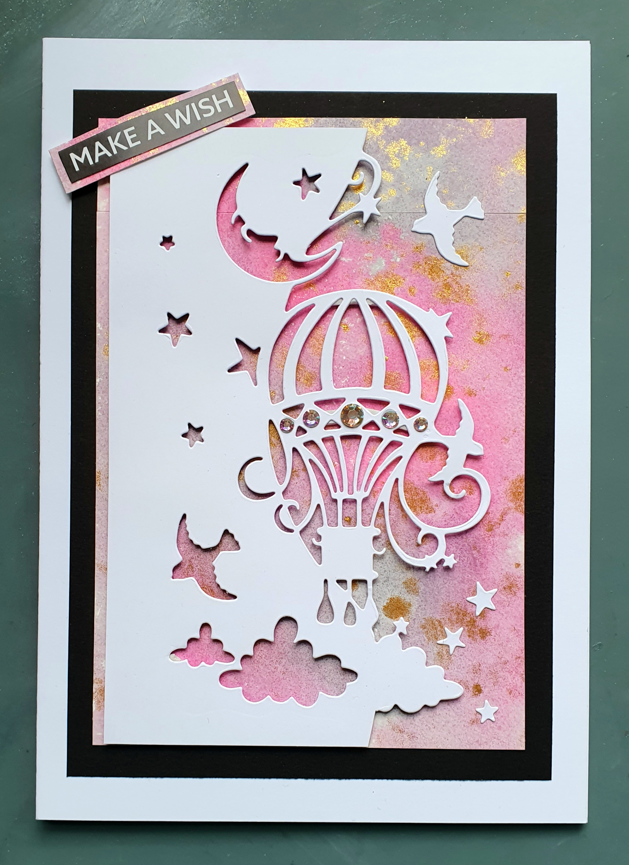Moonlit Wishes & Starlit Skies – Dreamy Handmade Greeting Card by AngieD