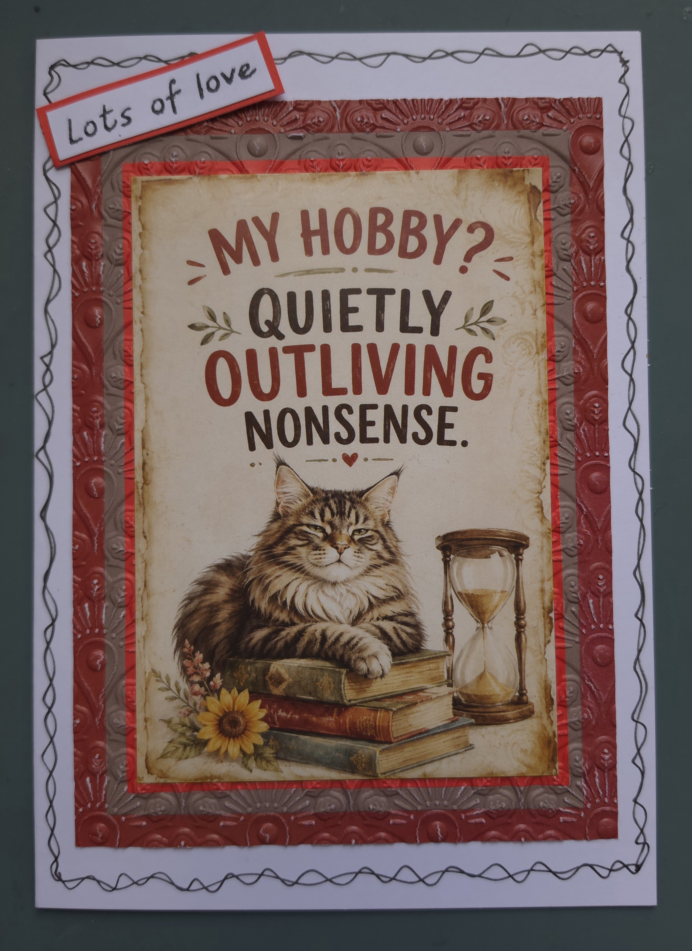 Funny Cat Greeting Card – Quietly Outliving Nonsense | AngiesHappyHobby