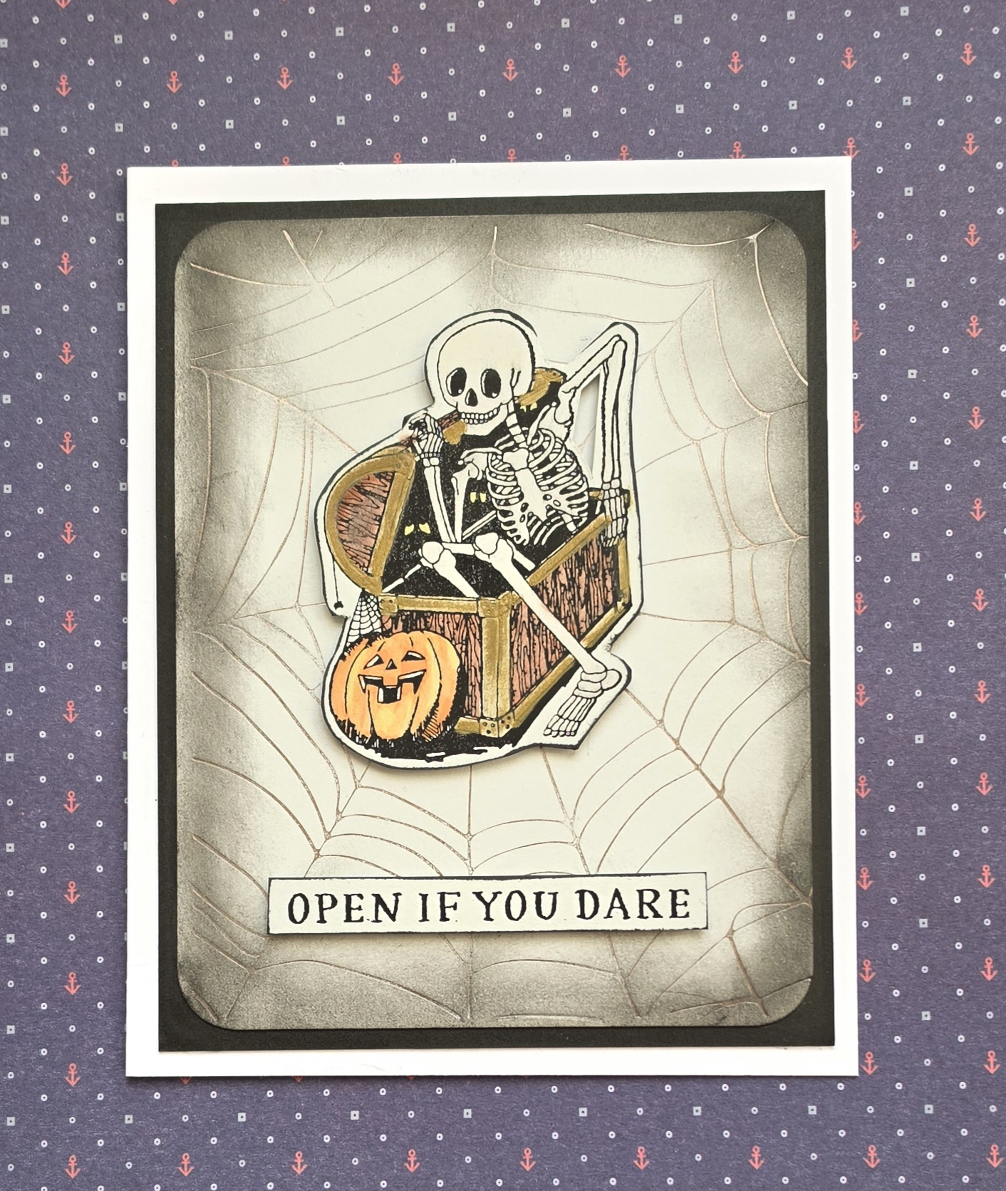 Open If You Dare – Handmade Halloween Skeleton Card | Angie Davis