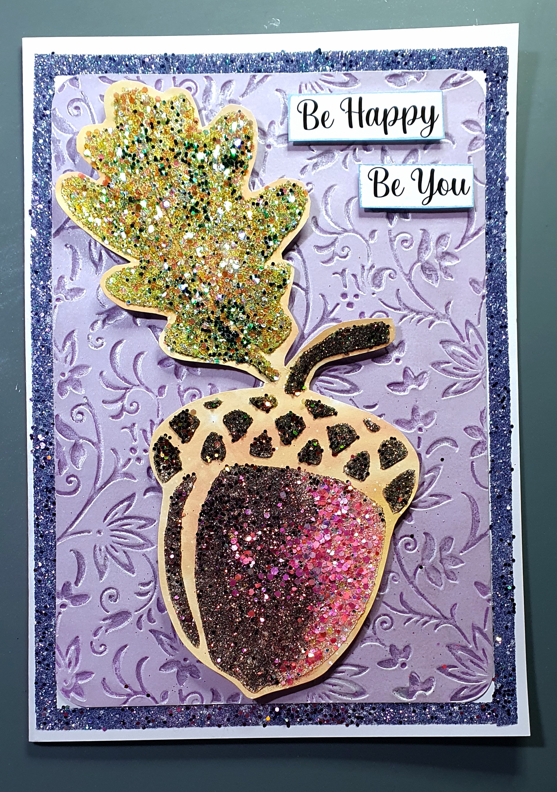 Sparkling Autumn Acorn – Handmade Inspirational Greeting Card by AngieD
