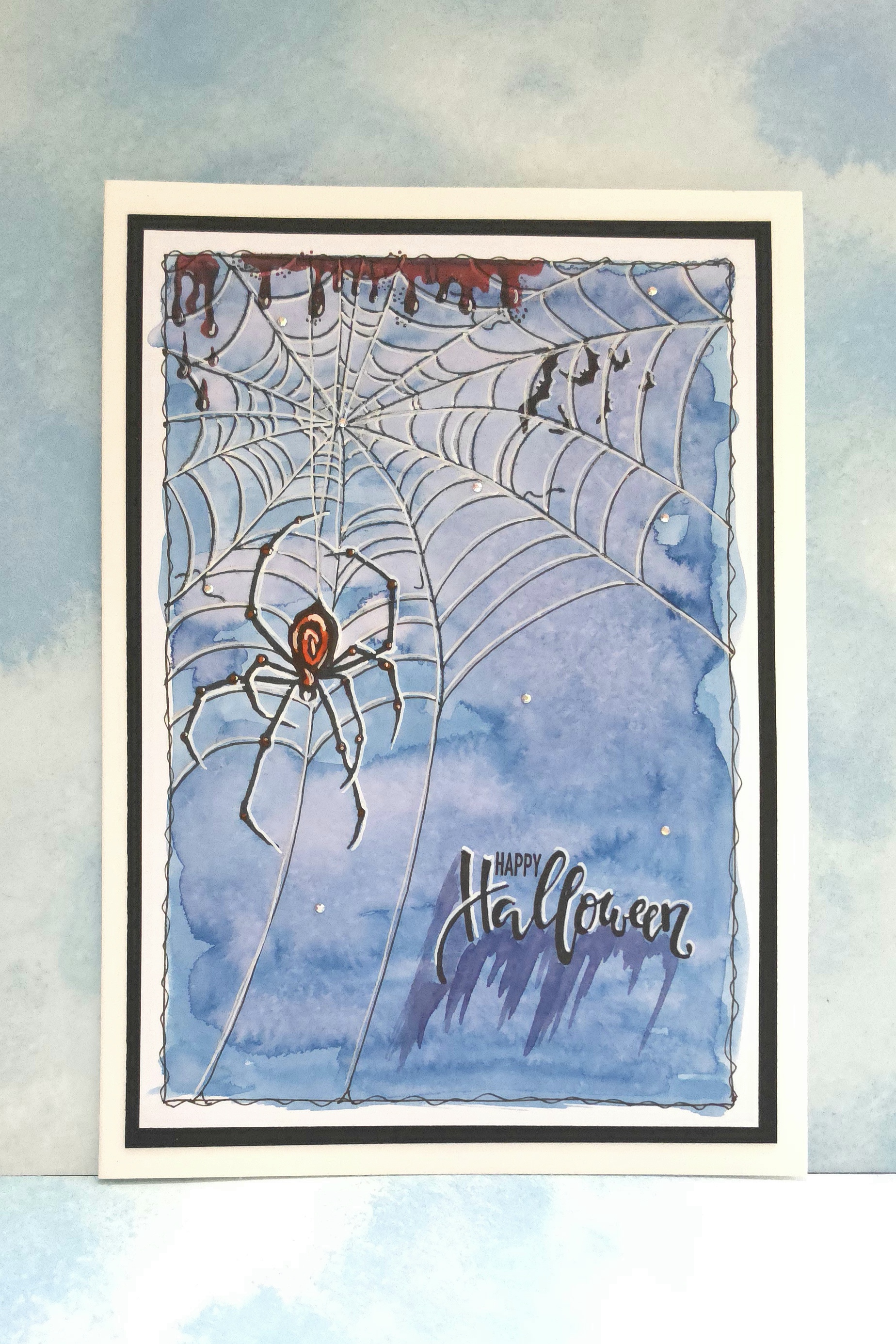 Spider Web Halloween – Handmade A5 Halloween Card by Angie Davis