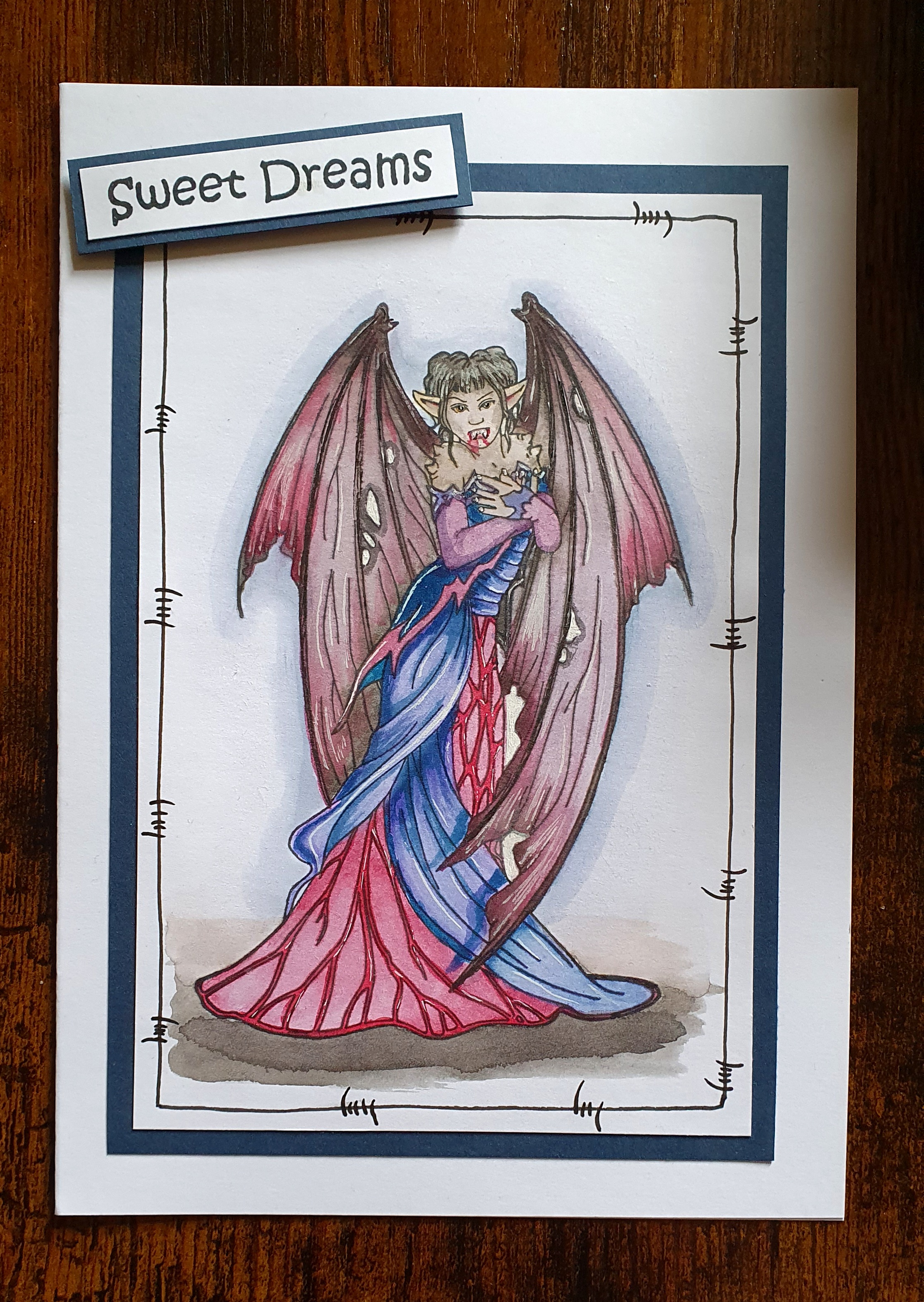 Sweet Dreams Guardian – Handmade Gothic Fantasy Greeting Card by AngieD