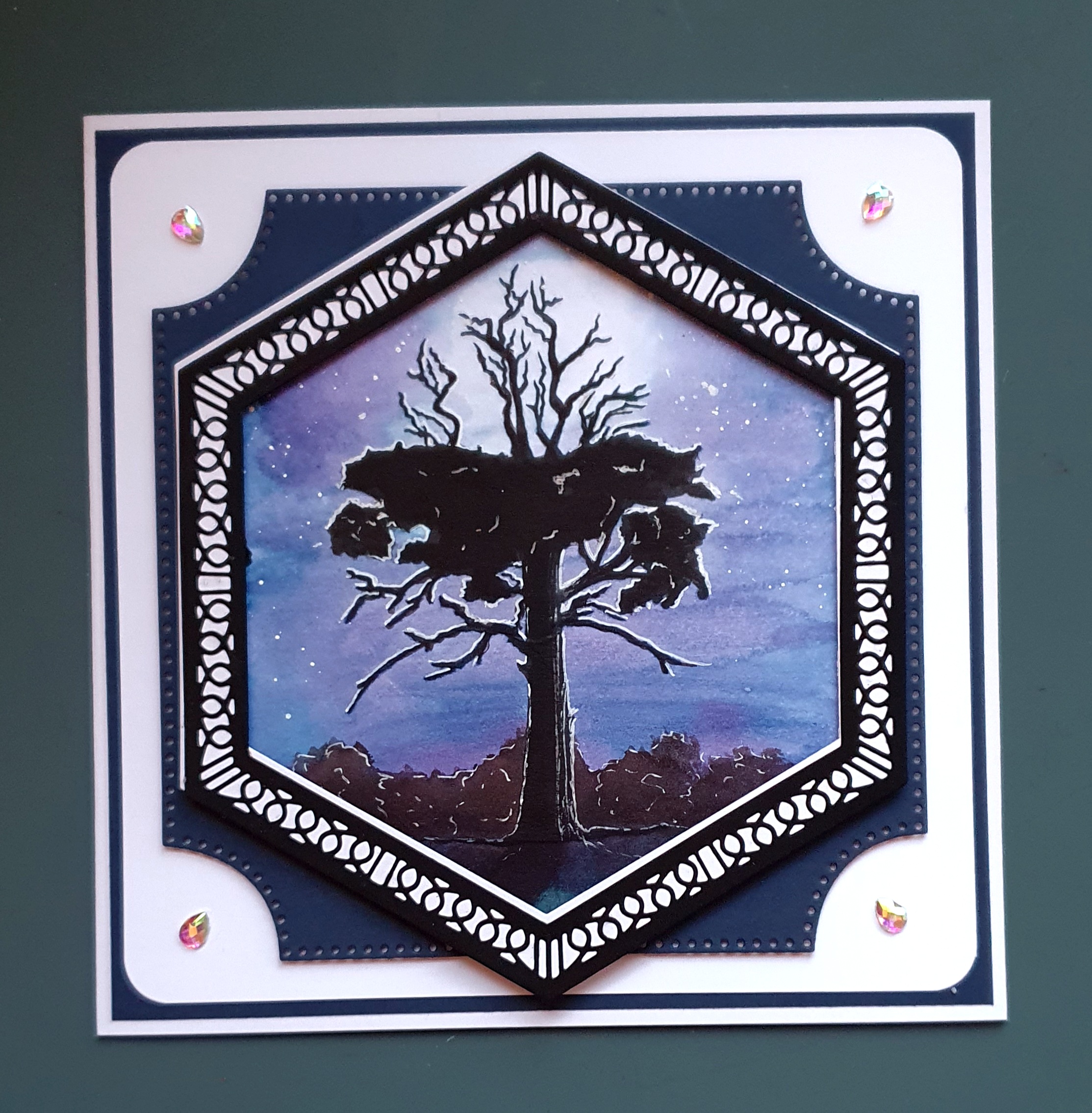 Twilight Lightning Tree – Handmade Nature Greeting Card by AngieD