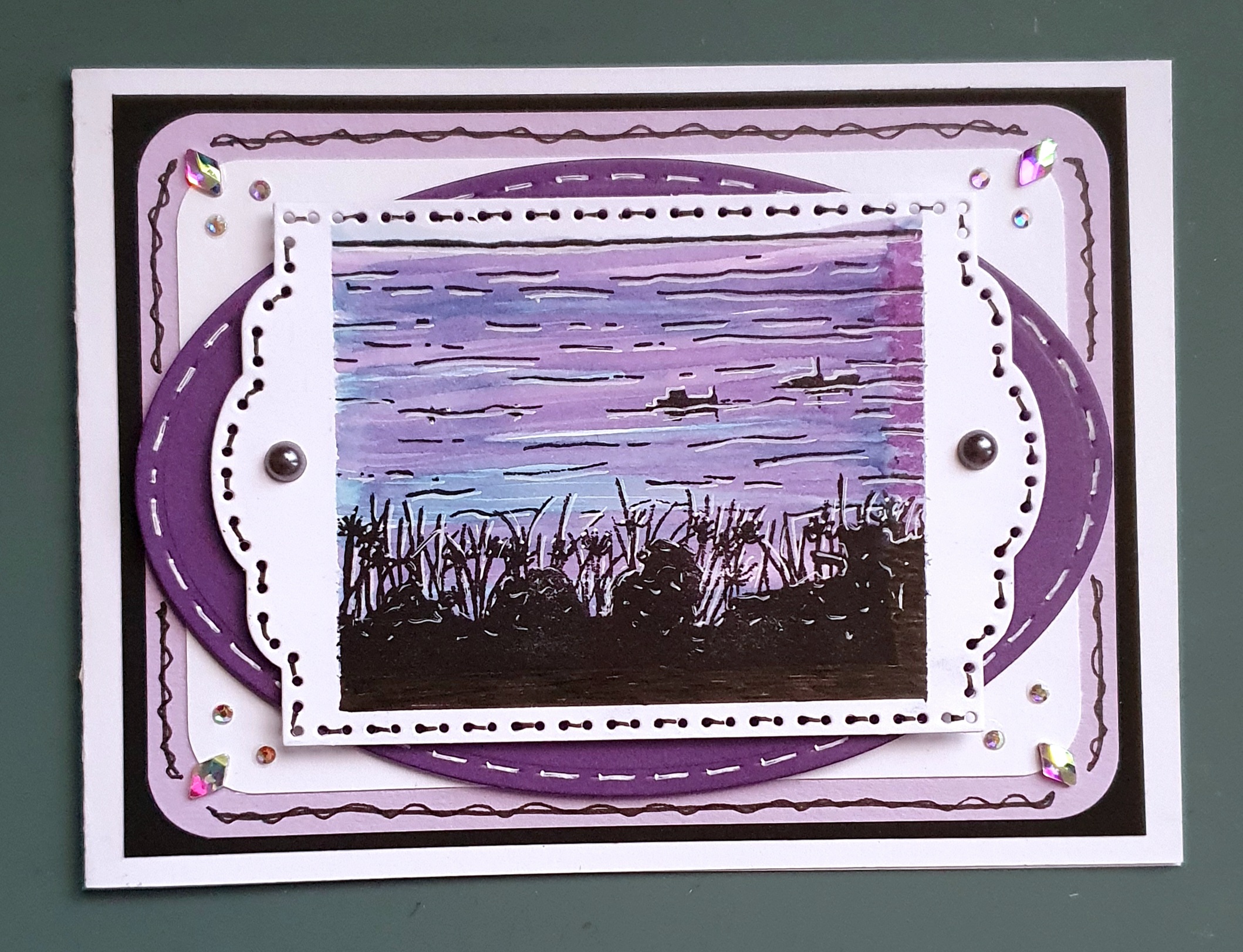 Twilight Over Hunstanton – Handmade Coastal Silhouette Greeting Card by AngieD