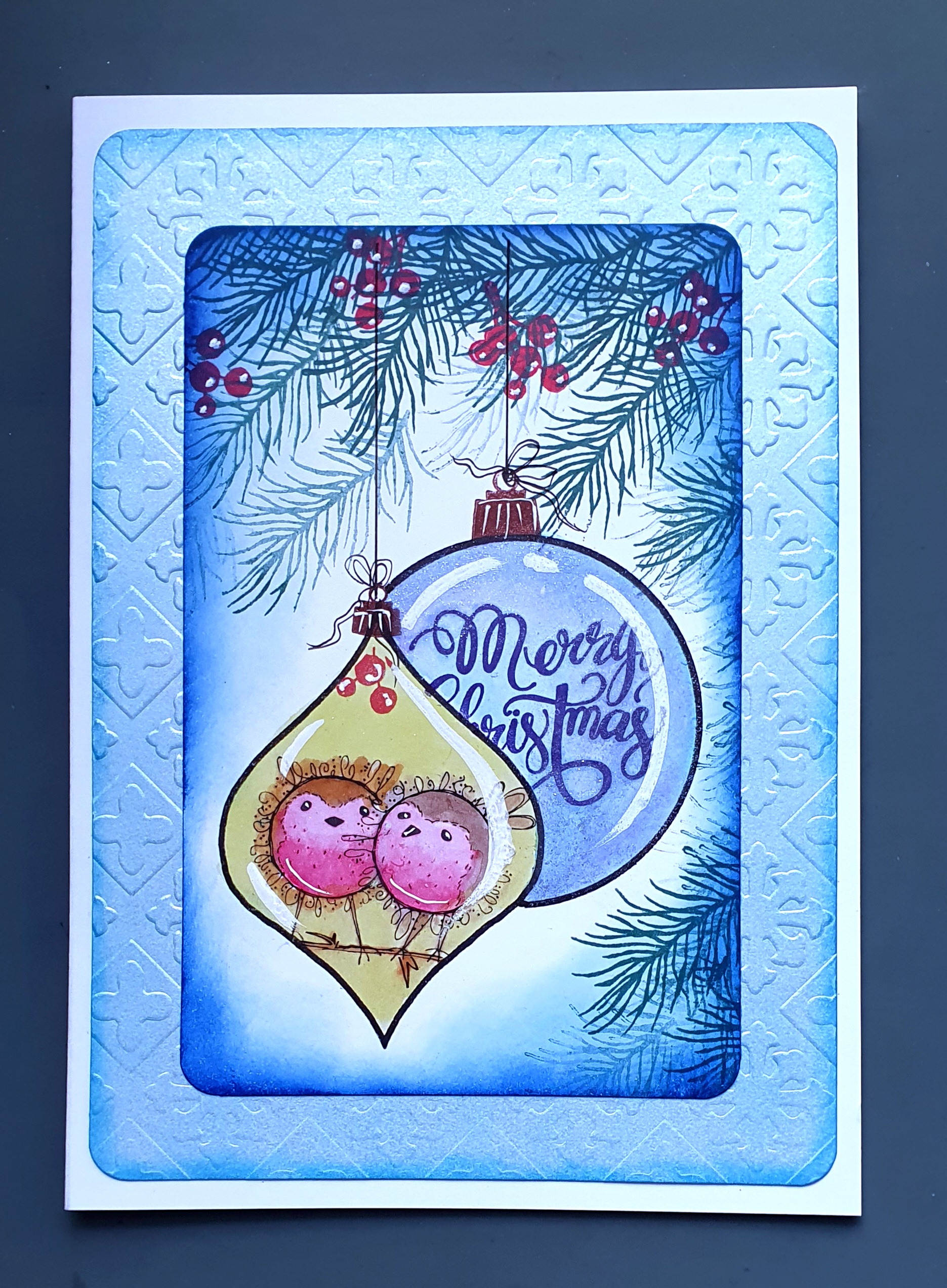 Winter Bauble Blessings – Handmade Christmas Card by AngieD