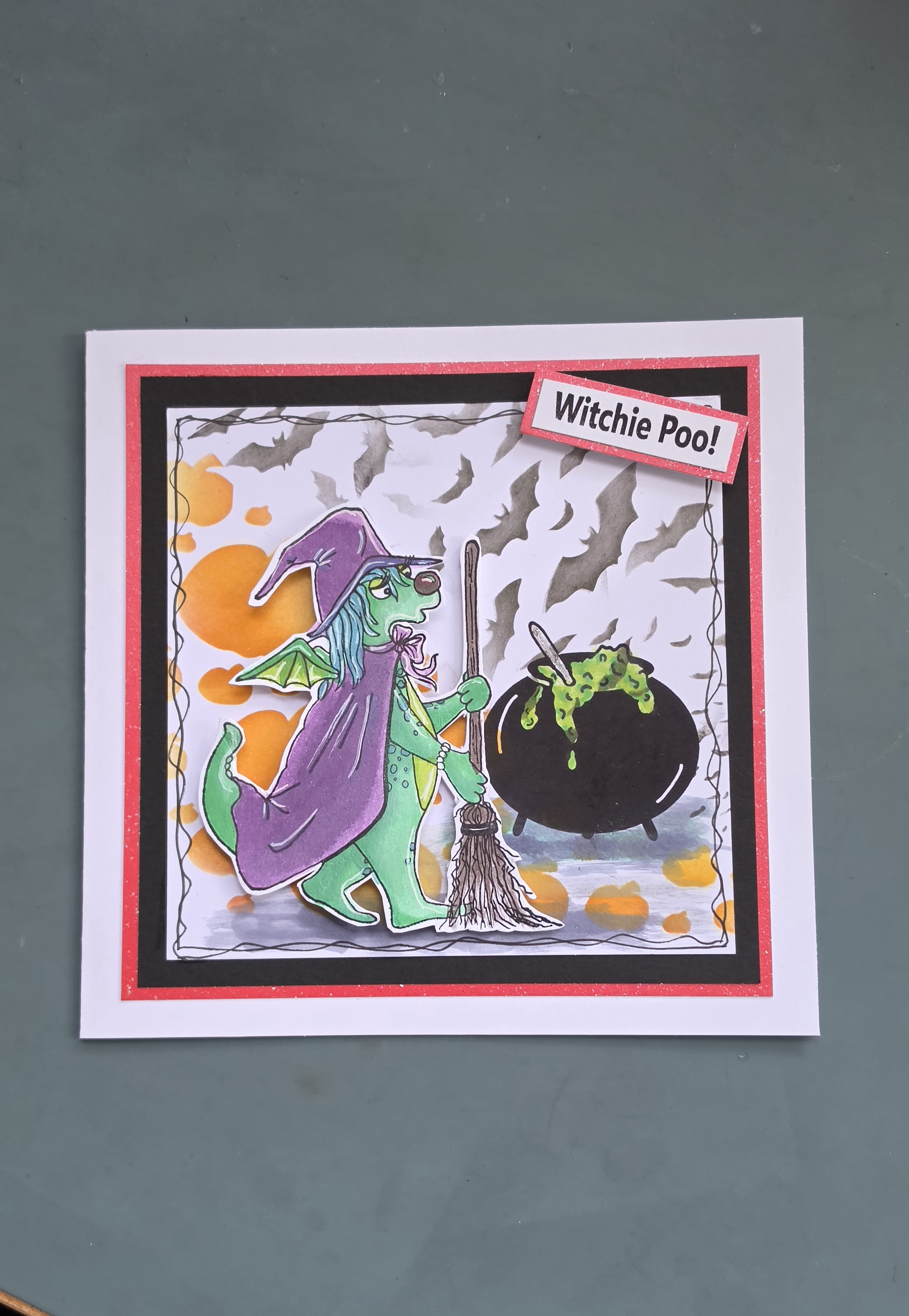 Witchy Poo Dolly Halloween Card, Funny Handmade Witch Card, Doofus & Dolly