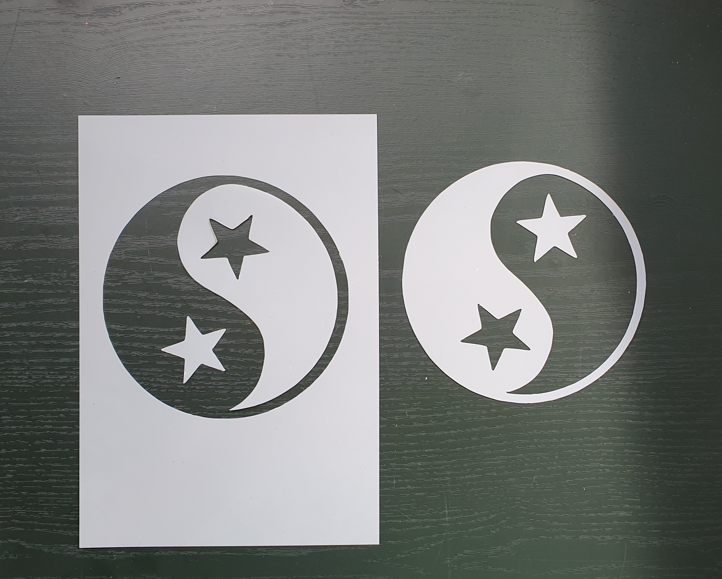 Yin Yang With a Twist – 4-Options Stencil Set (Classic, Heart, Flower, Star)