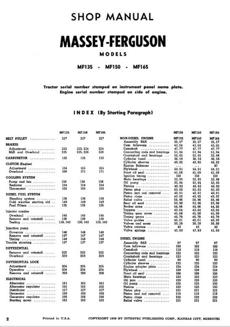 MASSEY FERGUSON 135 150 165 TMM WORKSHOP MANUAL