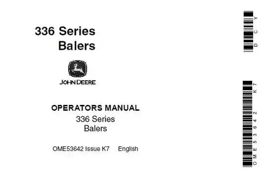 JOHN DEERE 336 SERIES BALERS OPERATOR’S MANUAL
