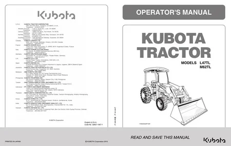 KUBOTA LOADER KUBOTA LOADER L47TL-M62TL SERIES OPERATORS MANUAL