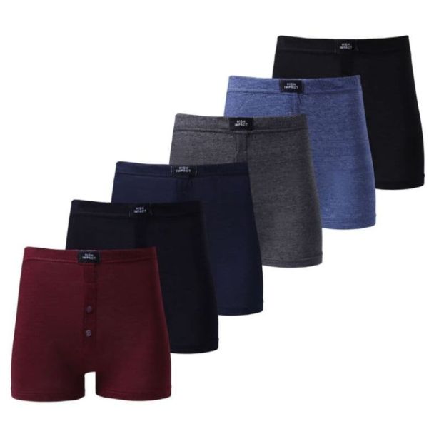 Men's Plain Cotton Blend Boxers (3 Pack) High Impact - Medium