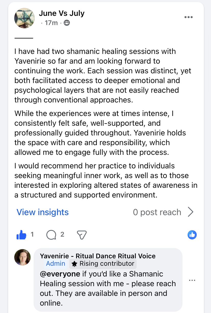 Shamanic healing session with Yavenirie