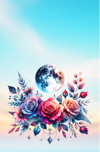 Boho Full Moon and Roses