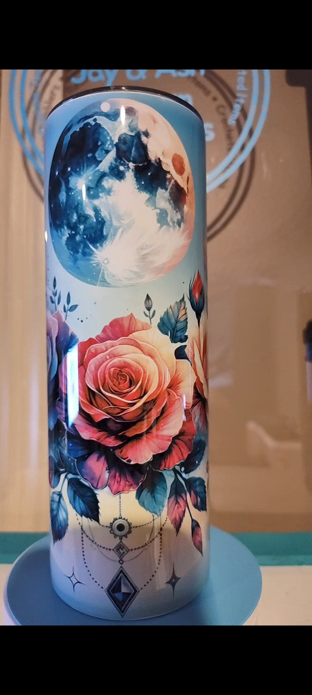 20 oz Boho Moon with Roses