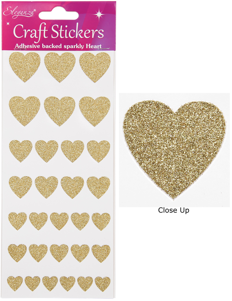 Bulk Glitter Hearts Sticker Sheets - 37 sheets