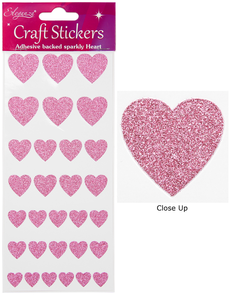 Bulk Glitter Hearts Sticker Sheets - 37 sheets