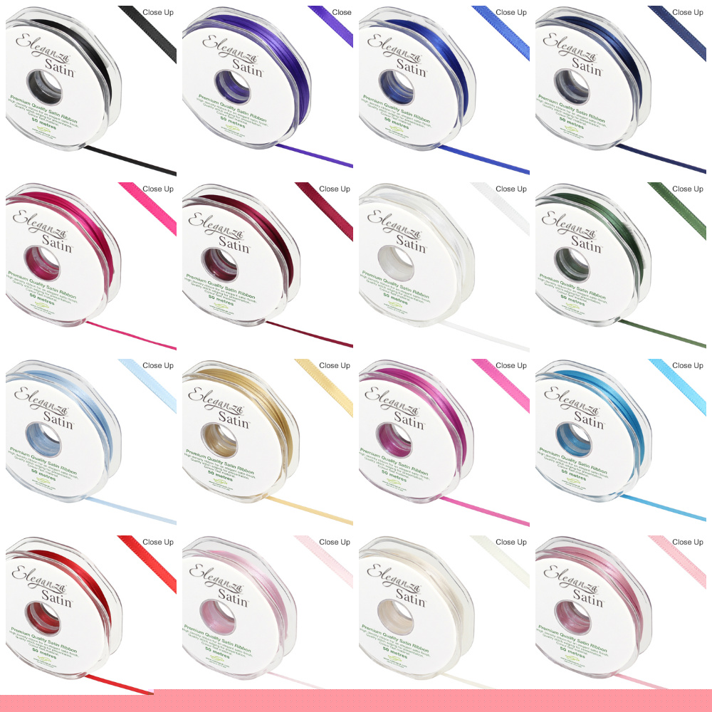 3mm Eleganza Satin Ribbon - cut  lengths to clear