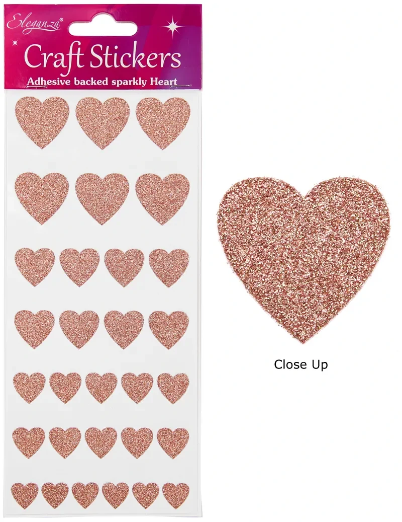 Bulk Glitter Hearts Sticker Sheets - 37 sheets